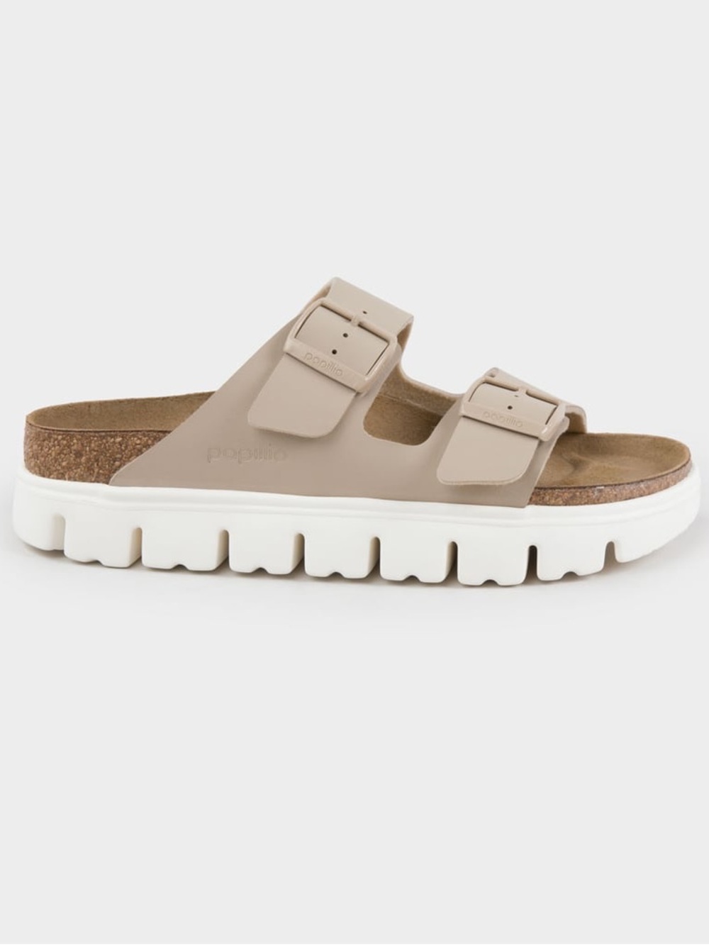 Papillio Birkenstock Double-Buckle Slide Sandal with White Lug Sole